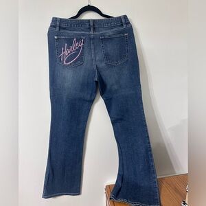 Harley-Davidson Women's Pink Label Dark Blue Flare Jeans